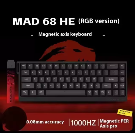 MADLIONS Mad68 HE Gaming keyboard wired 68Keys Gaming Keyboard Hot Swap RGB Backlit Gamer Keyboard (BLACK RGB VERSION)