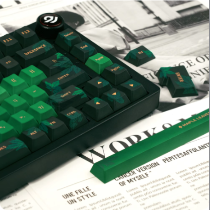 XVX Cherry Keycaps Green Maple Leaf Theme PBT Dye-sub Keycaps Double Shot Green Keycaps 134 Keys