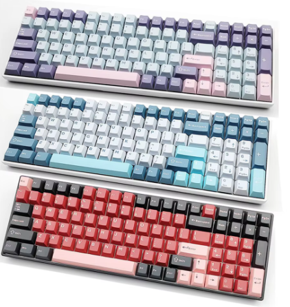 Mechanical Keyboard Keycaps 125Keys PBT Cherry for 60 70 80 90 104 Keyboard MX Gateron OUTEMU Panda Kailh Switch Key Cap (PINK/PURPLE/LIGHT BLUE)