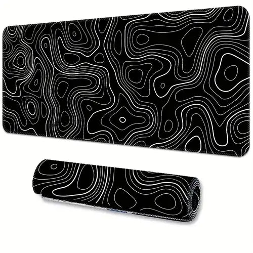 1pc Abstract Line Large Gaming E-sports Computer Oversized Extended Thickened Mouse Pad, Desktop Mat Desk Pad, Non-slip Mouse Pad, Washable Rubber Material Mouse Pad (BLACK)