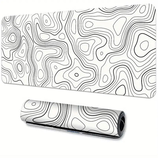 1pc Abstract Line Large Gaming E-sports Computer Oversized Extended Thickened Mouse Pad, Desktop Mat Desk Pad, Non-slip Mouse Pad, Washable Rubber Material Mouse Pad (WHITE)