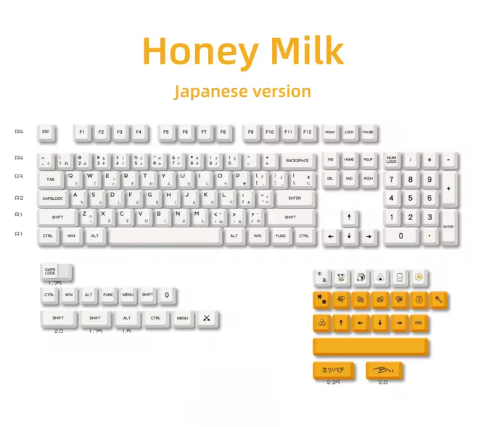 XDA PBT Keycaps Korean Russian Set Dye Sub Honey Milk For Gaming Mechanical Keyboard 61/68/87/104/108 Keys Anne Pro 2 RK68 (JAPANESE VERSION)