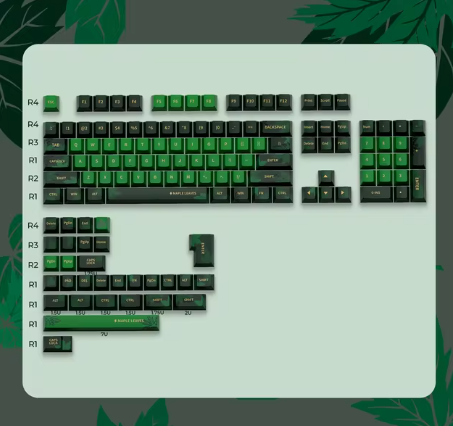 XVX Cherry Keycaps Green Maple Leaf Theme PBT Dye-sub Keycaps Double Shot Green Keycaps 134 Keys