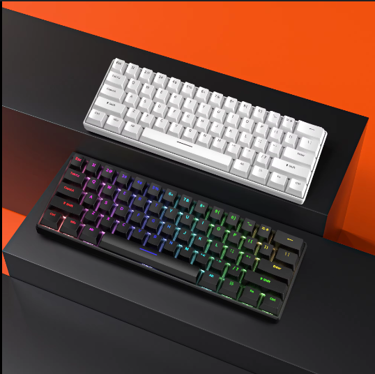 FuryCube H61k Hotswappable 60% keyboard wired RGB (WHITE WITH BLUE SWITCHES)