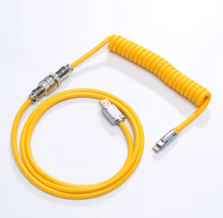 Coiled Cable for mechanical keyboard type-c (YELLOW, Plastic)