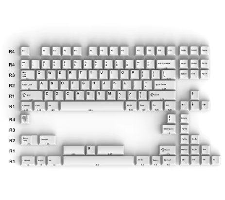 GMK BOW Keycaps Double Shot 114 Keys PBT Cherry Profile Alice Layout White Black Keycaps For Mechanical Keyboards 7u Keys (WHITE)