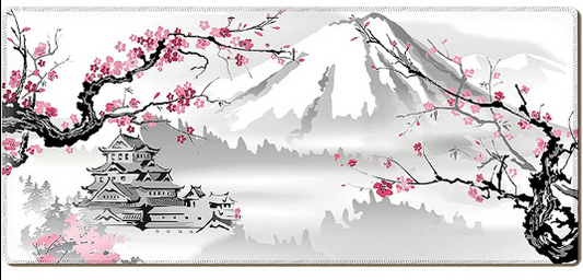 Sakura Japanese Cherry Blossom Mouse Pad Gaming XL Home New HD Mousepad XXL keyboard pad Non-Slip Office Carpet Laptop Mice Pad (900x400m) (WHITE AND PINK)