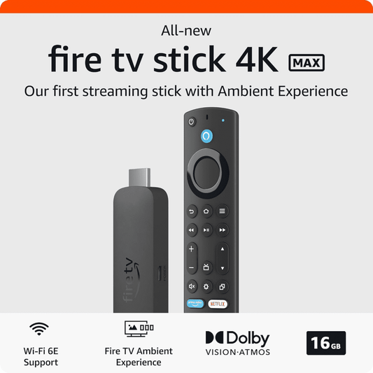 Fire TV Stick 4K Max streaming device, supports Wi-Fi 6E, free & live TV without cable or satellite