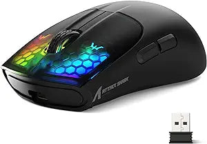 Attack Shark X5 three-mode 6-button 4000DPI Lightweight Esports RGB Gaming Mouse (Black)