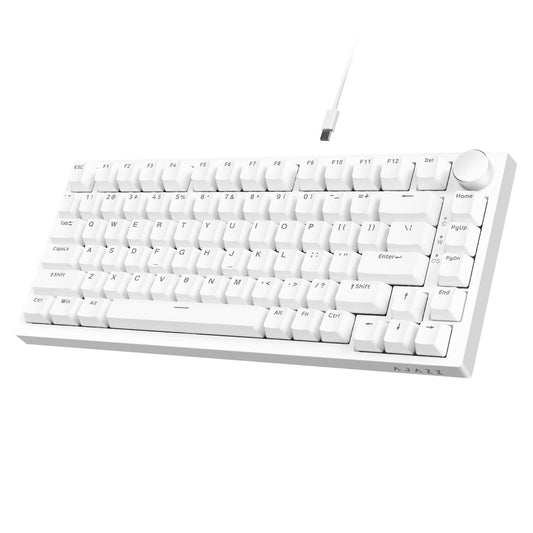 Ajazz AK820 Pro 75% Gasket-mounted Bluetooth 5.1/2.4G Wireless/Type-C Wired Mechanical Keyboard with TFT Screen for Mac/Win (WHITE)