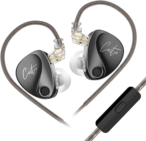 KZ Castor 2 Improved Bass version (with mic) In Ear HiFi Earphone Dynamic High-end Tunable balanced armature Earphones Monitor Headphone Cancelling Earbuds (BLACK)