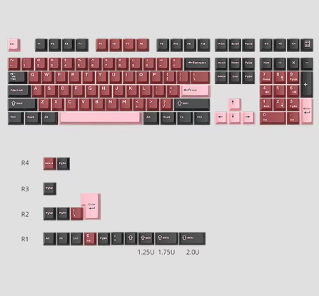 Mechanical Keyboard Keycaps 125Keys PBT Cherry for 60 70 80 90 104 Keyboard MX Gateron OUTEMU Panda Kailh Switch Key Cap (RED/PINK/BLACK)