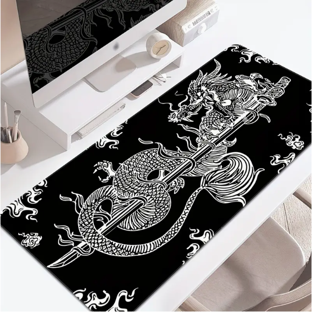 Extra-Large Japanese Dragon Gaming Mouse Pad - HD Print, Anti-Slip Rubber Base, Waterproof Desk Mat for Office & Home - Perfect Gift for Gamers and Professionals