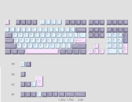 Mechanical Keyboard Keycaps 125Keys PBT Cherry for 60 70 80 90 104 Keyboard MX Gateron OUTEMU Panda Kailh Switch Key Cap (PINK/PURPLE/LIGHT BLUE)