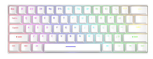 FuryCube H61k Hotswappable 60% keyboard wired RGB (WHITE WITH RED SWITCHES)