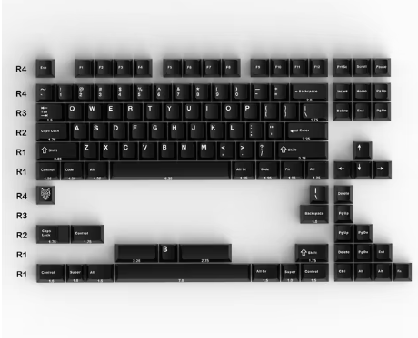 GMK WOB Keycaps Double Shot 114 Keys PBT Cherry Profile Alice Layout White Black Keycaps For Mechanical Keyboards 7u Keys (BLACK)