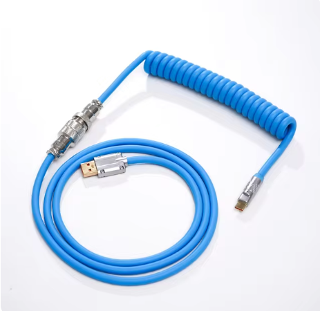 Coiled Cable for mechanical keyboard type-c (BLUE, Plastic)