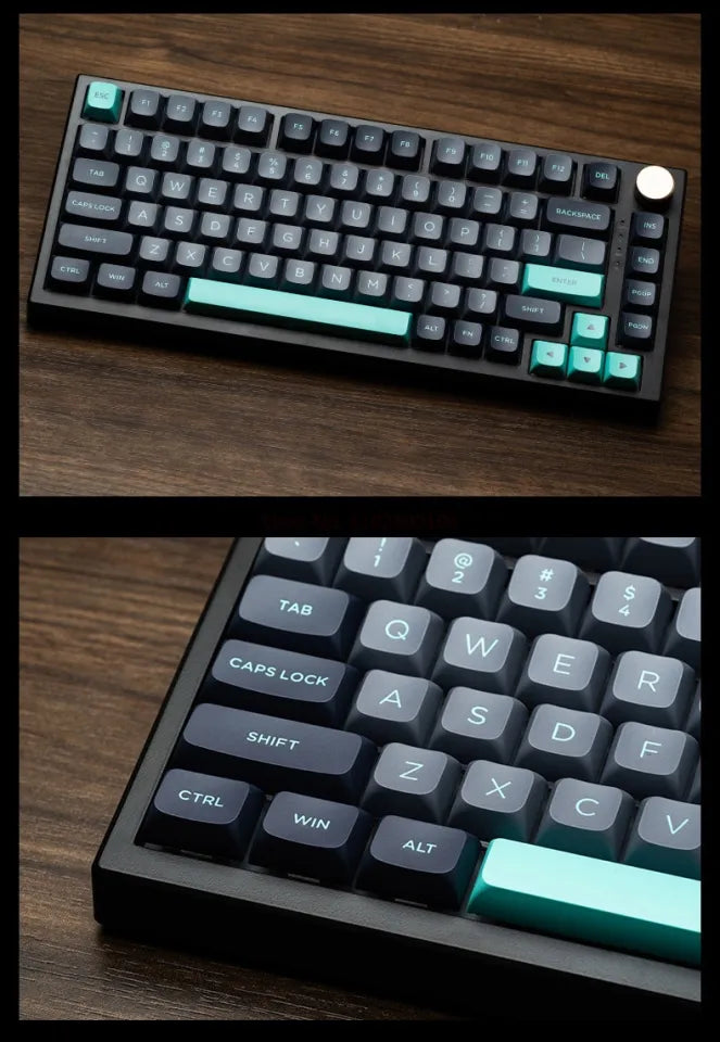 VGN N75 Pro Mechanical Keyboard Aluminum Alloy Knob Tri-mode Bluetooth Wireless 2.4g 82 Keys Hot Swap 75% Layout (CYAN AND BLACK)