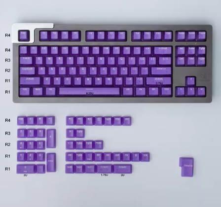 132 Keys OEM Profile Transparent Clear Keycaps For Mx Switch Mechanical Keyboard ABS Keycap RGB backlit Game Keyboard Key caps (PURPLE)