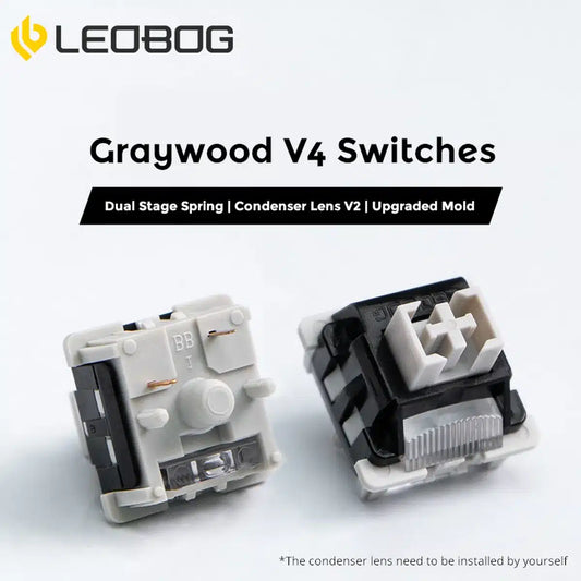 LEOBOG GrayWood V4 Switch Linear POM HIFI Switches For Custom Mechanical Keyboard KIT 5Pin With Light Guide Column DIY