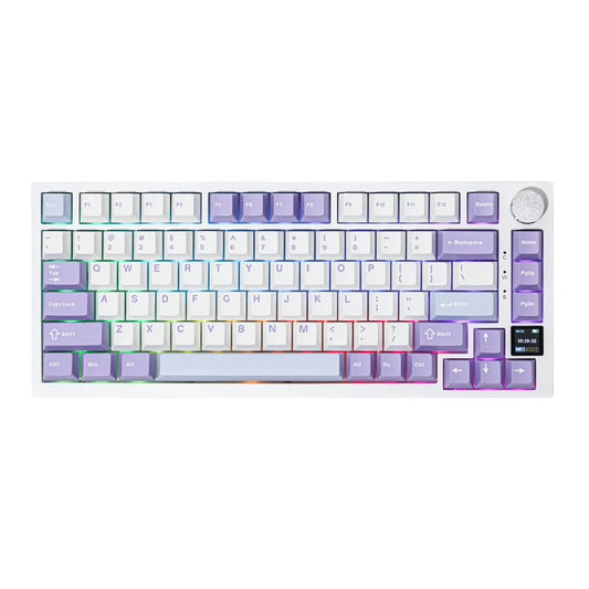 Ajazz AK820 Pro 75% Gasket-mounted Bluetooth 5.1/2.4G Wireless/Type-C Wired Mechanical Keyboard with TFT Screen for Mac/Win (PURPLE)