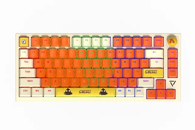 AJAZZ DKM200 Hot-Swappable Mechanical Gaming Keyboard - Vibrant Orange/White, USB Powered, Durable PC Material (WHITE/ORANGE)