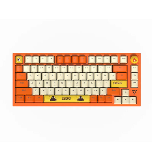 AJAZZ DKM200 Hot-Swappable Mechanical Gaming Keyboard, USB Powered, Durable PC Material (ORANGE/WHITE with Shark linear switches)