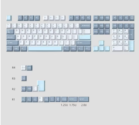 Mechanical Keyboard Keycaps 125Keys PBT Cherry for 60 70 80 90 104 Keyboard MX Gateron OUTEMU Panda Kailh Switch Key Cap (BLUE/WHITE)