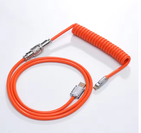 Coiled Cable for mechanical keyboard type-c (ORANGE, Plastic)