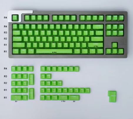 132 Keys OEM Profile Transparent Clear Keycaps For Mx Switch Mechanical Keyboard ABS Keycap RGB backlit Game Keyboard Key caps (GREEN)